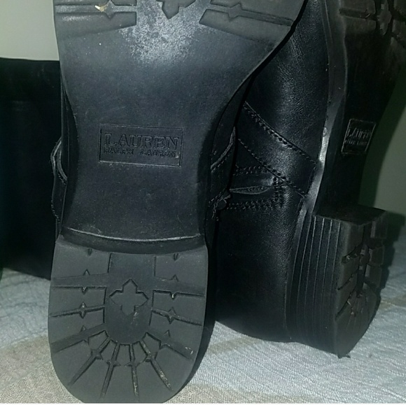 Ralph Lauren Sahara Black Leather Tall Boot - Picture 3 of 6